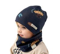 Générique 3 En 1 Bonnet Enfant Fille Garcon Hiver Tricoté Tour De Cou Chaud Gants Tactiles Ans Bébé Ensemble Et Écharpe Gant Moto Cross Accessoires Set Pour Enfants (Marine,6 mois-3 ans)
