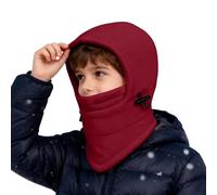 Générique 3 en 1 Cagoule Enfants Filles Garçons avec Écharpe À Capuche Réglable Chapeaux Earflap Doux Thermique Coupe-Vent Balaclava Tricoté Multicolore Masque De Ski Bordeaux Taille Unique