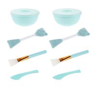 Générique 3 Ensembles Set de Kit Masque Facial Silicone avec Bol Mélangeur et Brosse Double Tête Ours Accessoires Portables pour Application et Soins Peau Voyage