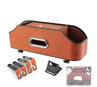 Générique 3-in-1 Car Backseat Organizer, Multifunctional Car Seat Back Storage Box with Tissue Holder, Cup Holder & Hooks, Waterproof Leather for All Vehicles (Orange)