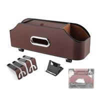 Générique 3-in-1 Car Backseat Organizer, Multifunctional Car Seat Back Storage Box with Tissue Holder, Cup Holder & Hooks, Waterproof Leather for All Vehicles (Brown)