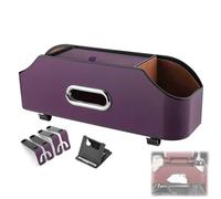 Générique 3-in-1 Car Backseat Organizer, Multifunctional Car Seat Back Storage Box with Tissue Holder, Cup Holder & Hooks, Waterproof Leather for All Vehicles (Purple)