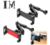 Générique 3-in-1 Car Headrest Tablet Holder, Backseat Car Headrest Tablet Holder, 360 Degree Rotation, Extendable and Foldable, for Travel (Black+Red)