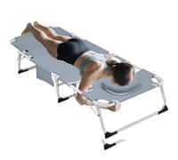 Générique 3-in-1 Heavy Duty Tanning Chair with Face Hole Adjustable, 5 Position Folding Chaise Lounge, for Outdoor Sunbathing Patio Pool Lawn Camping Deck(Ash)