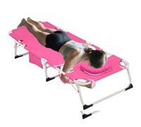 Générique 3-in-1 Heavy Duty Tanning Chair with Face Hole Adjustable, 5 Position Folding Chaise Lounge, for Outdoor Sunbathing Patio Pool Lawn Camping Deck(Powder)