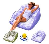 Générique 3-in-1 Inflatable Pool Lounge Chair, Adult Water Sofa Float with Cup Holder, U-Shaped Inflatable Pool Float, Cooling Mesh Seat for Pools, Beach, Summer Water Parties (Purple)