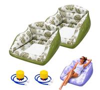 Générique 3-in-1 Inflatable Pool Lounge Chair, Adult Water Sofa Float with Cup Holder, U-Shaped Inflatable Pool Float, Cooling Mesh Seat for Pools, Beach, Summer Water Parties (Green + Green)
