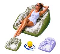 Générique 3-in-1 Inflatable Pool Lounge Chair, Adult Water Sofa Float with Cup Holder, U-Shaped Inflatable Pool Float, Cooling Mesh Seat for Pools, Beach, Summer Water Parties (Green)
