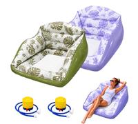 Générique 3-in-1 Inflatable Pool Lounge Chair, Adult Water Sofa Float with Cup Holder, U-Shaped Inflatable Pool Float, Cooling Mesh Seat for Pools, Beach, Summer Water Parties (Green + Purple)
