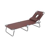 Générique 3-in-1 Sun Tanning Chair with Face Hole, Outdoor Face Down Beach Lounger, Chairs Portable Lay Flat Beach Lounge, Chair for Outdoor Sunbathing Patio Pool Lawn Camping Deck (Brown)