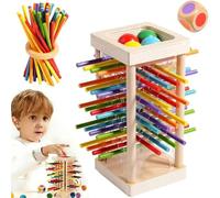 Générique 3-in-1 Wooden Stick Game - Colorful Educational Toy for Cognitive Development & Focus Training, Montessori Toy Includes Wooden Mixed Colors Sticks, Dice and Balls for Boys and Girls