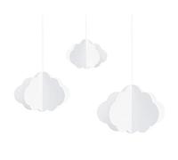 Générique - 3 Nuages en Carton à Suspendre Blancs 17 - 28 cm