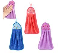 Générique 3 Pack Coral Fleece Hand Towel with Loop - Orange Red Navy Blue Violet 35x24cm 30g Each - Super Soft Quick Dry Kitchen Bathroom Absorbent Cloth - Hanging Towel