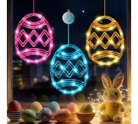Générique 3 Pack Easter Lights for Window,Easter Window Hanging Lights Decorations LED Egg Shaped Battery Operated with Suction Cup for Home Bedroom Decor