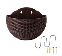 Générique 3 Pack Wall Hanging Flower Pot, Garden Hanging Baskets Outdoor, 21 * 16.5cm Imitation Rattan Wall Hangings Flower Pot, Walls Decorations for Balcony Fence Indoor Outdoor Home Office Gift