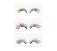 Générique 3 Paires de Faux Cils Colorés Fluorescents 3D Paillettes Extensions de Cils Naturelles Maquillage Cosplay Look de Scène Confort Ajustable pour Soirées et Événements