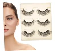 Générique 3 Paires Faux Cils Fins Cils Oeil De Chat Kit De Faux Pelucheux Lumière Des Bandes De Faux Recourbe- Aspect Naturel Vaporeux Black Fibre Artificielle
