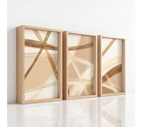 Générique 3 Pcs Tableau Decoration Murale Beige Clair - Abstrait Affiche pour Salon Chambre Salle de Bain Toilettes, Coup De Pinceau Calme Peintures sur Toile, Maison Tableaux Art Décoratif