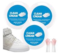Générique 3 Pcs White Shoe Cleaner Cream, Multipurpose No-Wash Solid Comes with Sponge Removes Stains, No-Wash Instant Stain Remover
