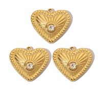 Générique 3 pendentifs élégants en Forme de cœur français avec embellissements en, breloque en Forme de cœur Unique pour des créations de Bijoux distinctives, Pendentif Vintage français