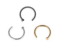 Générique 3 Pièces Anneau de Nez Boucle Piercing Bijou Corps en Acier Inoxydable sans Convient pour Hommes Femmes Usage Quotidien, Rond Grand