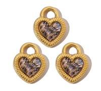 Générique 3 pièces breloque en Acier Inoxydable Robuste plaquée Or, y Compris des Cristaux français Pattes de Chat et Pendentif cœur d ' Amour, Bijoux en Acier Inoxydable à Usage Quotidien