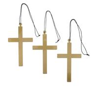 Générique 3 Pièces Collier Croix pour Homme en Plastique Or Finition Lisse, Design Ecclésiastique Élégant, Accessoire Prêtre pour Occasions Formelles et Sermons