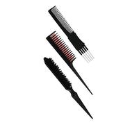 Générique 3 Pièces ensemble de peigne à cheveux peigne fin peigne de toilettage coiffant tondeuse peignes hair charms hair toppers peigne à cheveux pratique pics à cheveux lisses abdos Black