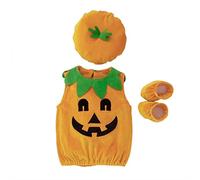 Générique 3 Pièces Ensemble Halloween pour Bébé Garçon Fille Déguisement Halloween 0-24 Mois Combinaison à Manches Longues Chapeau et Chaussures