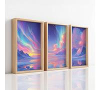 Générique 3 Pièces Impression sur Toile Decoration Murale Peinture, Moderne Tableau Decoration Murale pour Votre Decoration d’intérieur, Moderne Montagnes Ciel Majestueux, Dégradé, (30 x 40 cm) x3