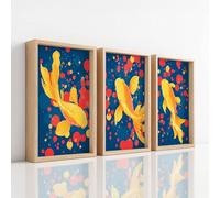 Générique 3 Pièces Impression sur Toile Decoration Murale Peinture, Moderne Tableau Decoration Murale pour Votre Decoration d’intérieur, Animaux Poisson Rouge Vivant, Bleu Royal, (20 x 30 cm) x3