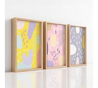 Générique 3 Pièces Impression sur Toile Decoration Murale Peinture, Moderne Tableau Decoration Murale pour votre decoration d’intérieur, Abstrait Formes Pastel Ludique, Multicolore, (30 x 40 cm) x3