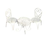 Générique 3 Pièces Maison de Poupée Table Chaises Mini Meubles Fer Modèles Décor Artisanat Convient pour Simulation Enfants Collection Décor Micro, Beige