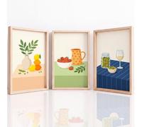 Générique 3 Pièces Minimaliste Nourriture Tableau Decoration Murale, Impression sur Toile Vase Orange Citron Fraise Olive pour Maison Déco, Toile Peinture Affiche Chambre Bureau 30 x 40 cm