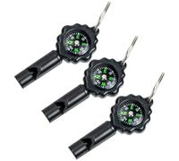 Générique 3 Pièces Sifflet de Survie Noir Wh-2 2-en-1 avec Boussole, Matériau Abs, Volume Puissant, pour Usage Extérieur et Survie en Plein Air