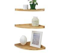 Générique 3-Tier Solid Wood Floating Corner Shelf - Rustic Country-Style Wall-Mounted Unit | Multi-Layer Corner Storage Rack for Home Organization | Heavy-Duty Wooden Display Shelf