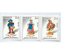 Générique 3 Timbres de Collection de Monaco, Authentiques et Neufs de 1992. Santon de Provence. par des Livres Express