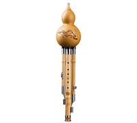 Générique 3 Tone BB/C/D Key Hulusi Gourde Cucurbitacées Flûte Instrument Traditionnel Chinois avec Étui à Noeud Chinois Naturel Hulusi Flûte Instrument à Vent for Enfants Adultes Débutant(D kry)