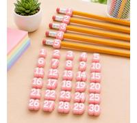 Générique 30/50 Pezzi - Copri-matita numerati, etichette riutilizzabili per matite scolastiche (Pink,1-30 Pcs)
