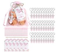 Générique 30 ensembles d'ange Keychains avec des sacs d'organza et étiquettes de cadeau pour des invités, cadeaux d'invité de douche de bébé