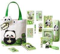 Générique 30 pz Panda Stationery Set, Panda School Supplies for Kids Including Canvas Bag, Pencil Case, Gel Pens, Stickers, Pins, Notebooks, Keychain and More