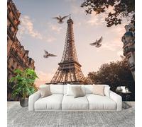 Générique 300x210 cm Seamless Join Easy Install Papier Peint Photo Romantique Tour Eiffel Durable Waterproof Removable Mural 200x140 Cm Jaune Clair Papier Peint Anti-Stain Fresque Murale Grande