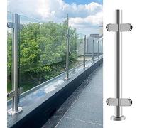 Générique 304 Stainless Steel Glass Balustrade Post - Adjustable 25" to 51" Height - Round Railing Post with Spigot Slots for Modern Decks - Sapphire Finish, Durable & Stylish