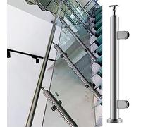 Générique 304 Stainless Steel Glass Balustrade Posts - Indoor Outdoor Clamp Support System, Silver End Post, 75cm, Durable & Stylish, Perfect for Decks & Patios