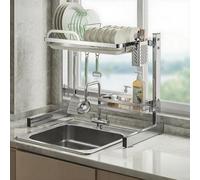 Générique 304 Stainless Steel Kitchen Sink Dish Drainer, 2-Tier, A4-33In - Durable, Space-Saving Organizer for Dish Drying, Rust-Resistant, Stylish Functional Kitchen Accessory,4914 Single L