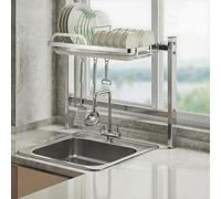 Générique 304 Stainless Steel Kitchen Sink Dish Drainer, 2-Tier, A4-33In - Durable, Space-Saving Organizer for Dish Drying, Rust-Resistant, Stylish Functional Kitchen Accessory,4914 Single L