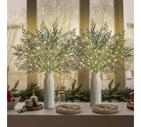 Générique 35" Christmas Lighted Pine Branches, 4 Piece Set of Pre Lit Pine Stems with 5M LED Light Strip, Artificial Pines Needles Branches for Vase,Mantels,Or Centerpieces