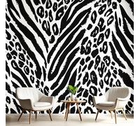Générique 350×256 Cm Papier Peint Panoramique Imprimés Léopard Et Zèbre Murale, Poster Et Tableaux Muraux Imprimés 3D, Papier Peint En Soie Noir Pour Décoration Chambre Et Salon, Art Moderne Au Trait