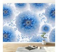 Générique 350 x 256 cm Papier Peint Panoramique Bleu Fleurs Gérardini À L'Aquarelle Élégantes 3D Papier Peint Intisse Poster Photo Fresque Chambre Coucher Salon Grand Peinture Murale