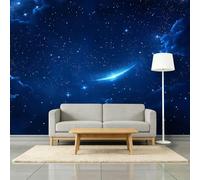 Générique 350 x 256 cmPapier Peint imprimée 3D Galaxie Ciel Nocturne Motif D'Étoiles Tapisserie murale Panoramique Intissé Moderne, Décoration Murale, Écologique, Pour Salon Chambre, Bleu Marine